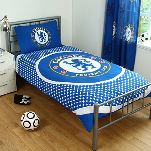 Image of Official Chelsea FC Football Sports Single Reversible Bullseye Duvet Set Bedding Boys Girls Bedroom