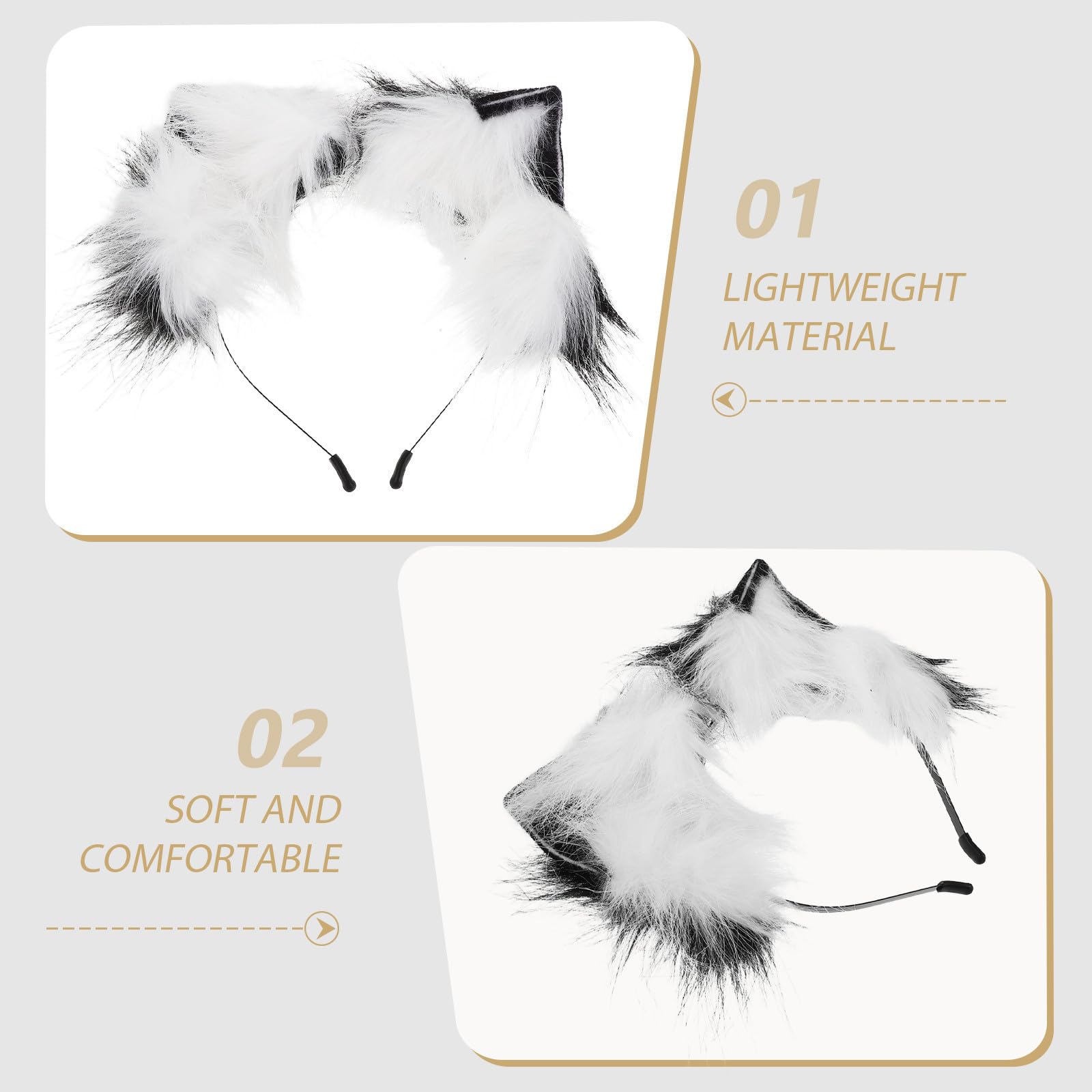 Housoutil Diadema con Orejas de Animal de Cosplay, Orejas y Mitones Guantes, Felpa y Plástico, con y Guantes, para Adultos, Halloween y Fiestas Temáticas de Zoológico y Bosque