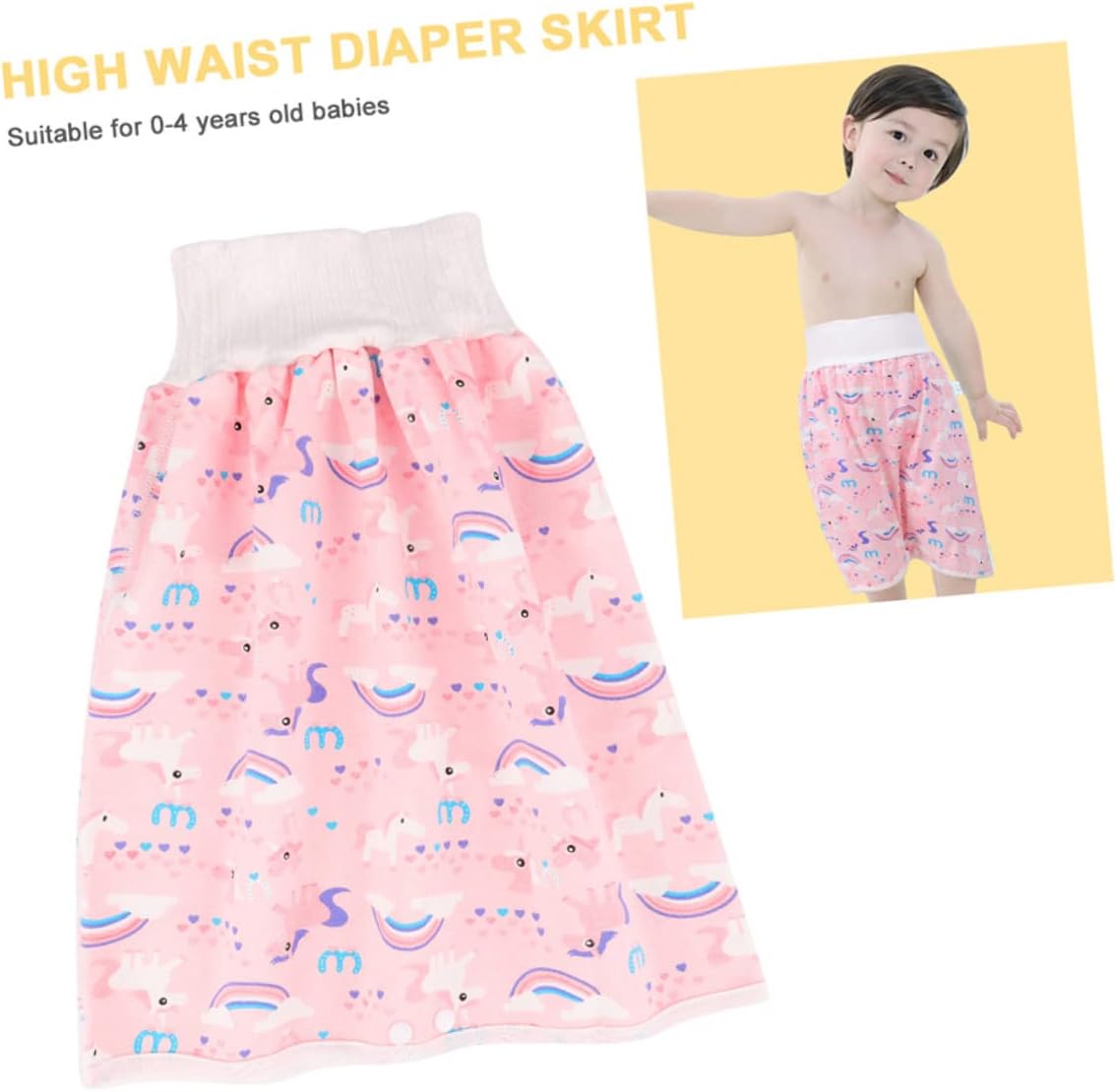 KOMBIUDA Nappy Pants High Waist Leakproof Training Underwear with Button Closure for Boys and Cotton Cloth Diaper Skirts for Night Use and Potty Training Years