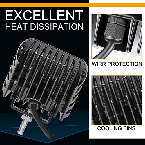 Side Shooter Led Lights Auto Power Plus 2Pcs 4 Inch 90W Cube Side Shot Pods Off Road Light Pods Dual Row Work Light Bar Ip 68 Waterproof Driving Fog Lights #TOP3