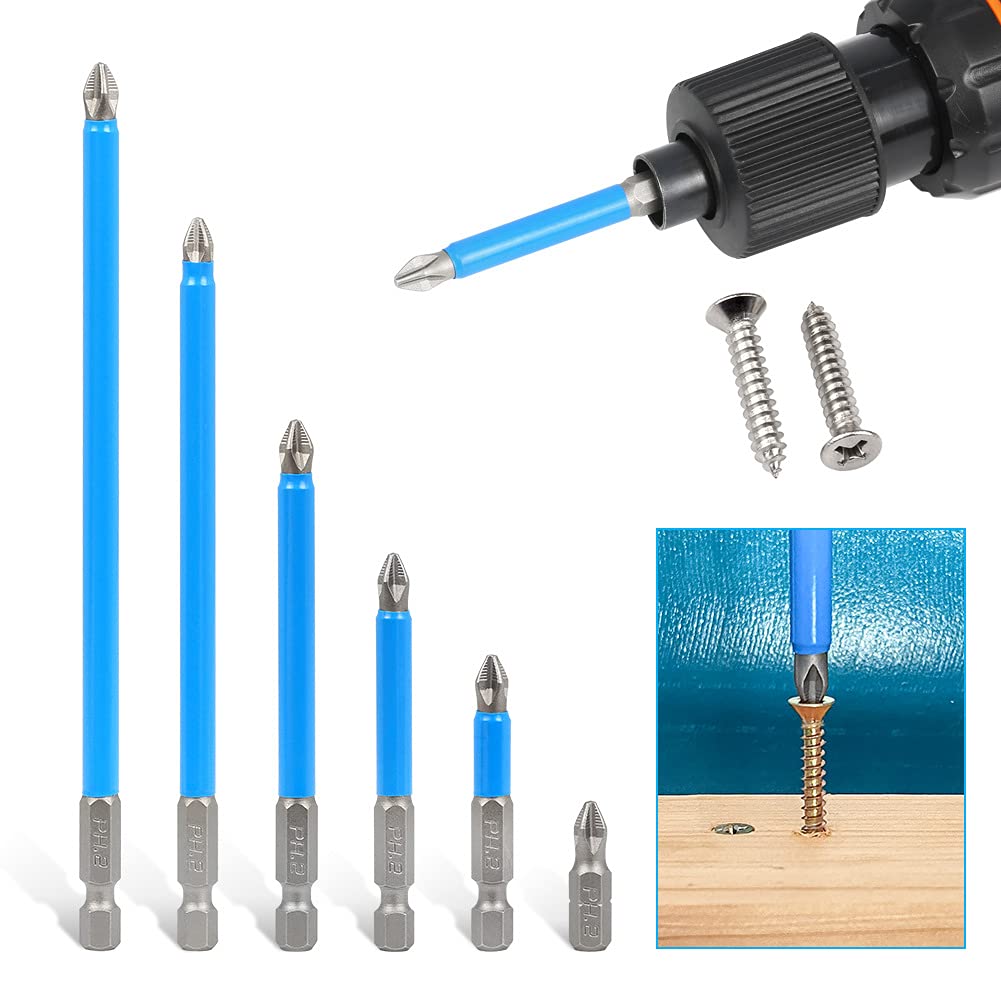 Set 1-10 Inserti per Cacciavite a Croce PH2, Magnetici, Acciaio S2 Antiscivolo per Avvitatore a Impulsi, Attacco 1/4 Pollici per Trapano Elettrico e Fai da Te(10-piecesetof127L)
