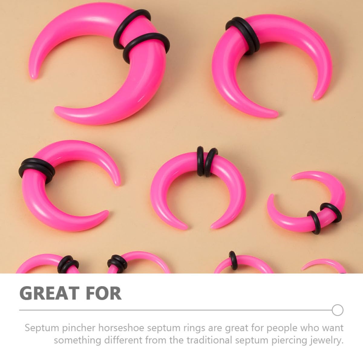 Lurrose Anillos para Tabique Nasal y Dilatadores de Oreja Acrílicos, Kit 12 Piezas 2mm y 3mm, Colores, Transparente, y Morado, Joyería para Piercing Corporal Mujer y Hombre, Uso — view 7