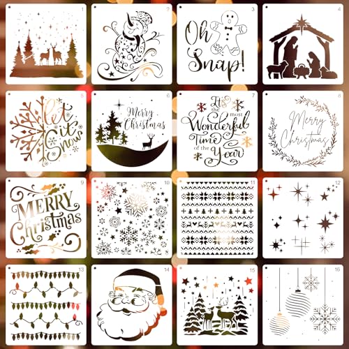 TONAUP 16 Stück Schablonen Weihnachten Schablone Tannenbaum Kiefer,...