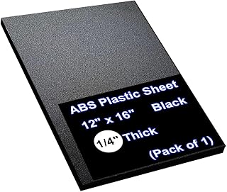MOKOVI 1/4" Thick ABS Plastic Sheet 12x16 Black - Matte & Textured Finish for Signage, Displays, DIY Crafts & Printing (1-Pack)