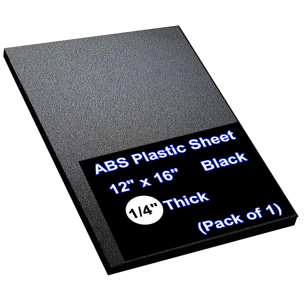 MOKOVI 1/4" Thick ABS Plastic Sheet 12x16 Black - Matte & Textured Finish for Signage, Displays, DIY Crafts & Printing (1-Pack)