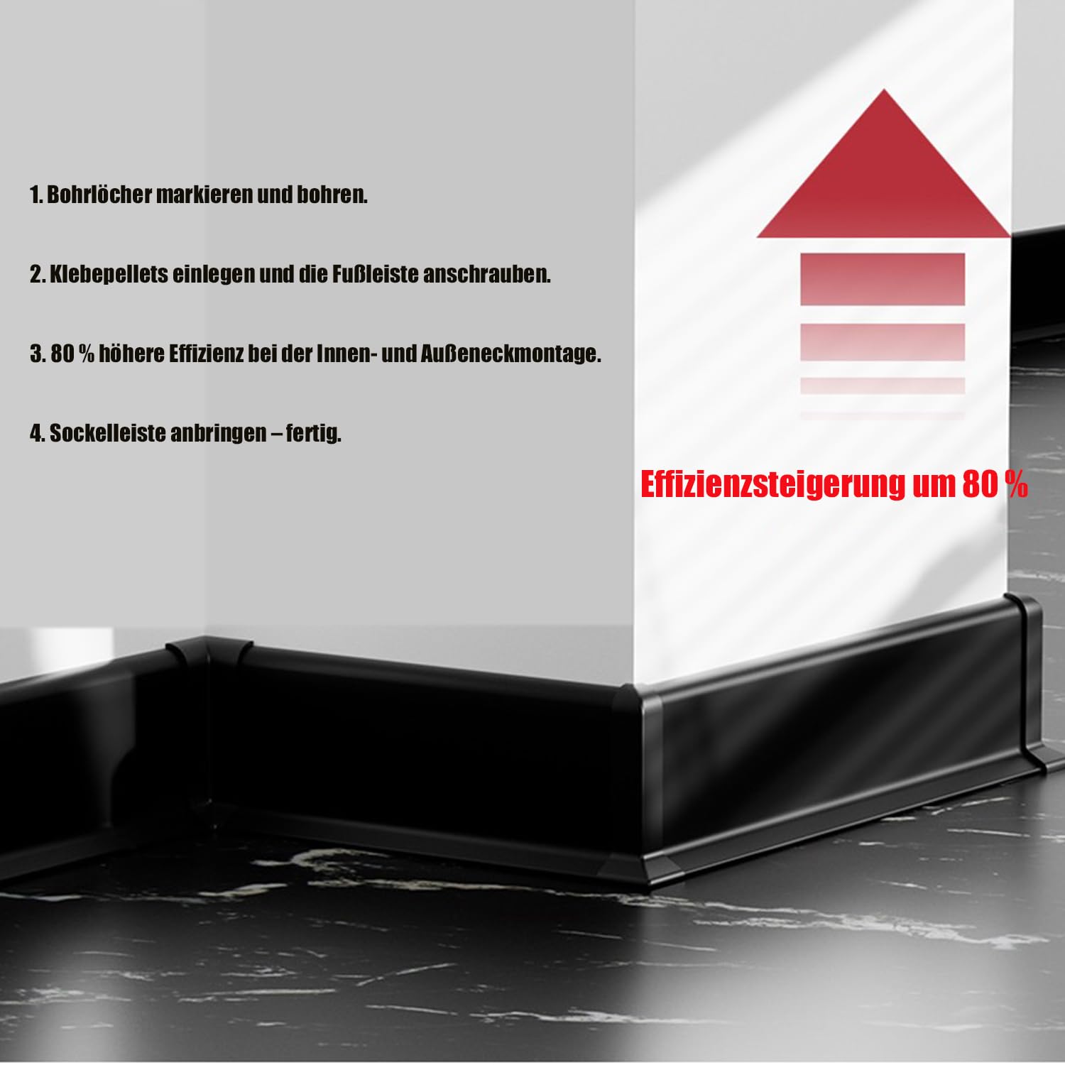 Rodapié de aluminio blanco de alta calidad de 80 mm, 15 unidades, para sala de estar, dormitorio, cocina y cine en casa, fácil de instalar