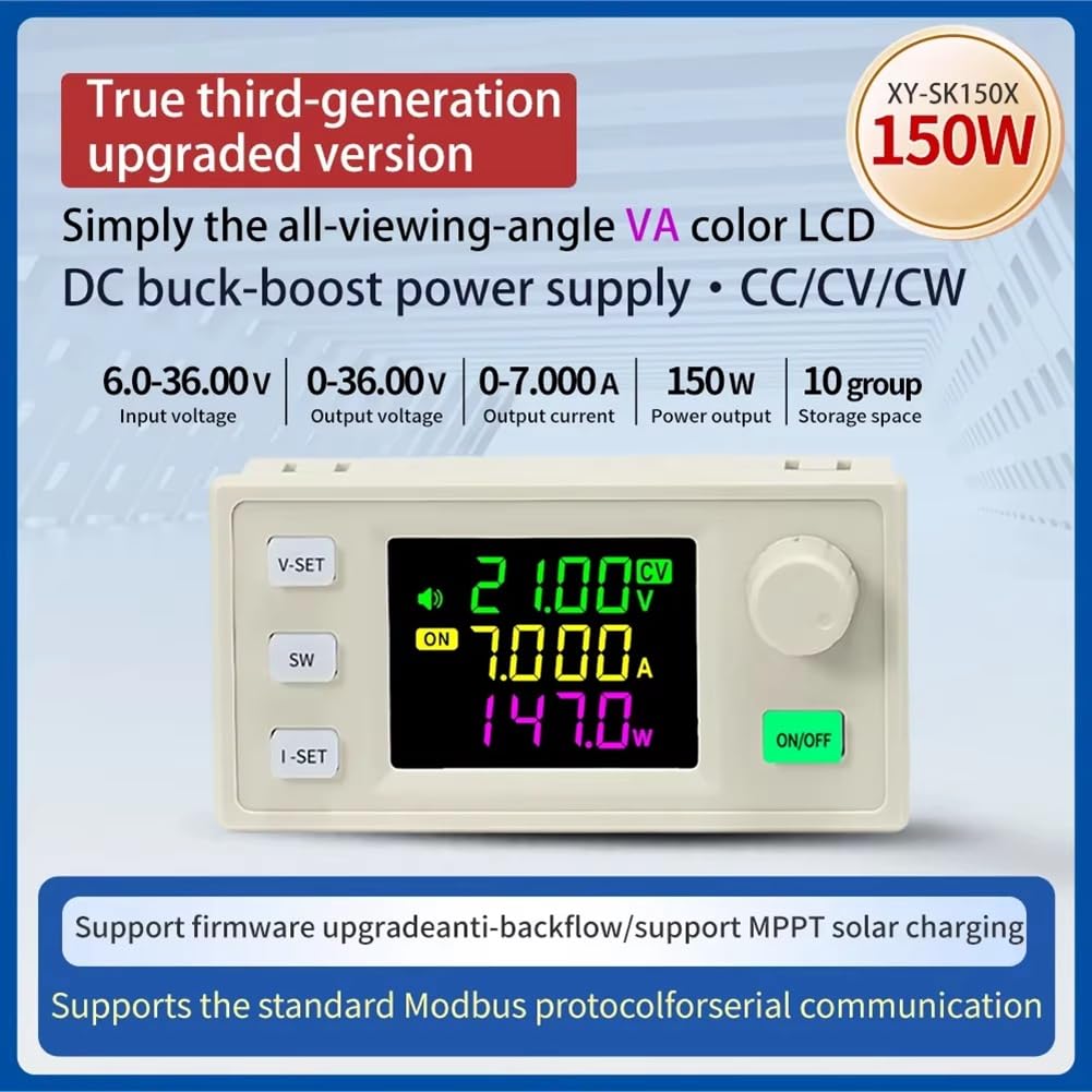 SK150X DC Regelbare Voeding – 150W, Constante Stroom/spanning, Zonnemodule – Met Afstandsbediening, Wit