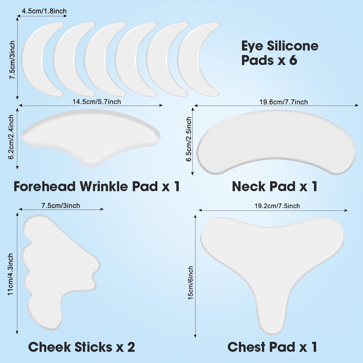 11 PCS Silicone Anti-wrinkle Patches,Reusable Forehead Wrinkle Patches,Neck Wrinkle Patches Chest Wrinkle Pads for Wrinkle Smoothing & Anti-ageing - Image 3