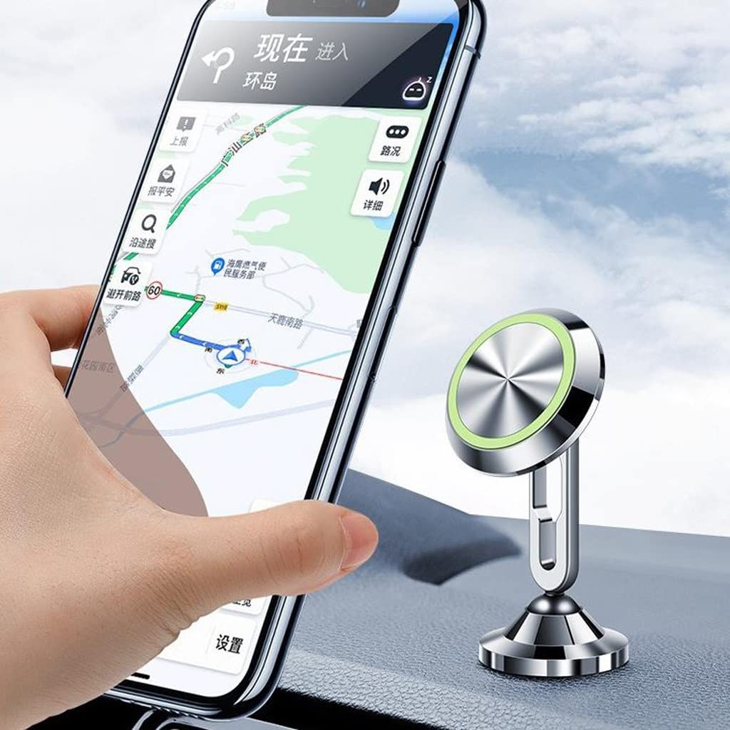 Samochodowy uchwyt na telefon komórkowy magnes metalowy magnetyczna nawigacja ssąca silny magnetyczny uchwyt na telefon komórkowy wklej obrót o 360 stopni (Color : Silver)