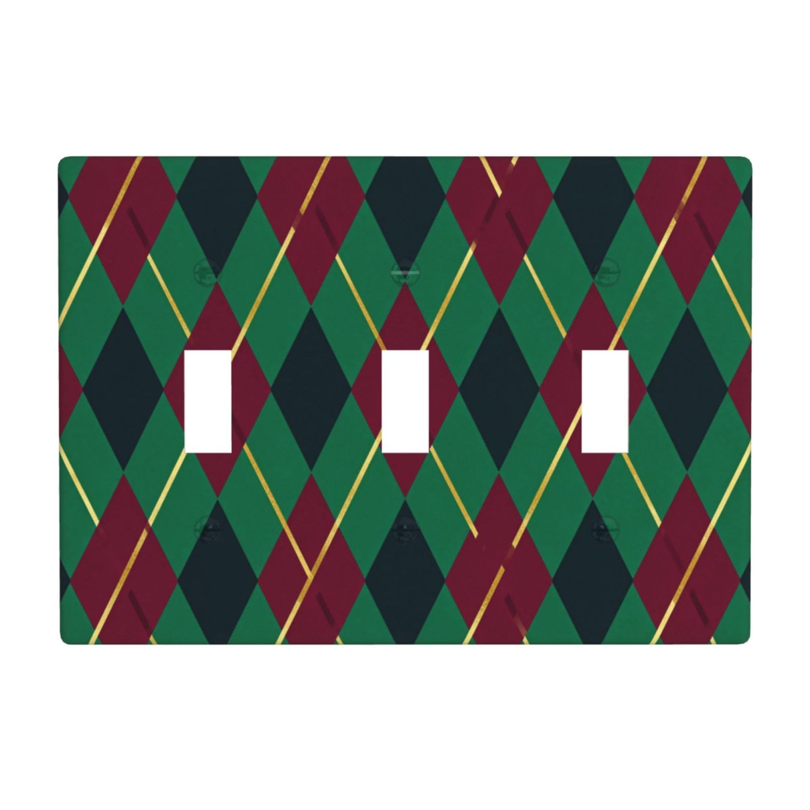 Abstract Rhombus Pattern 3 Gang Switch Plate Cover-Unbreakable Polycarbonate Wall Plate, Heat Resistant Toggle Switch Decor for Home