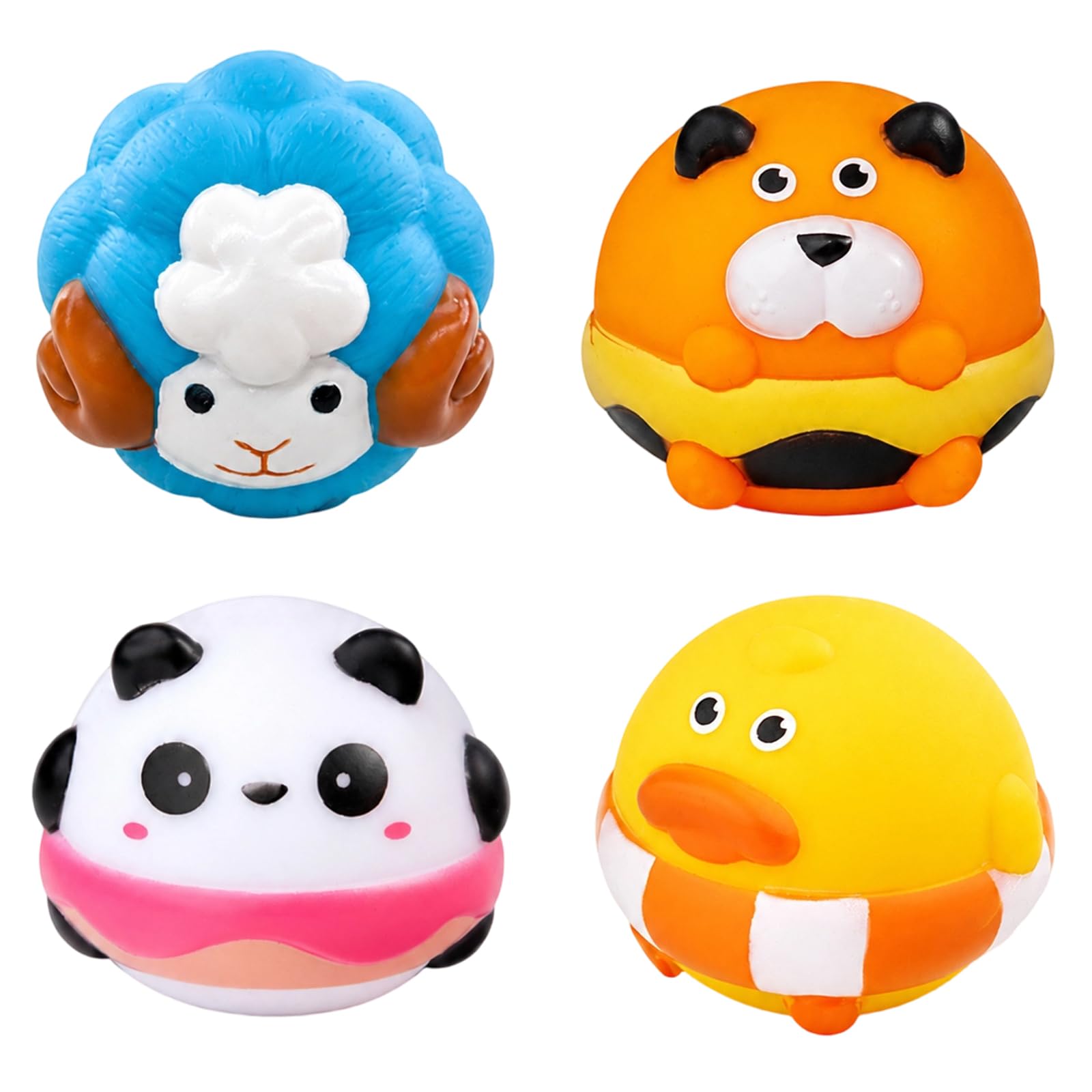 QhgPnt 4Pcs Latex Dog Toys with Squeaky Sounds, Interactive Latex Fetch Play Balls, Interactive Play for Small and Medium Breeds