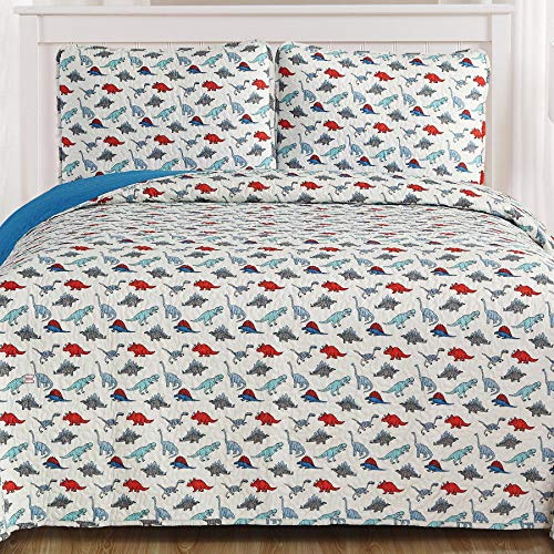 Sweet Home Collection 2 Piece Quilt Set Kids Design Fun Colorful And Comfortable Boys And Girls Toddler Hypoallergenic Soft Bedding, Twin/Twin Xl, Dinosaur #TOP5