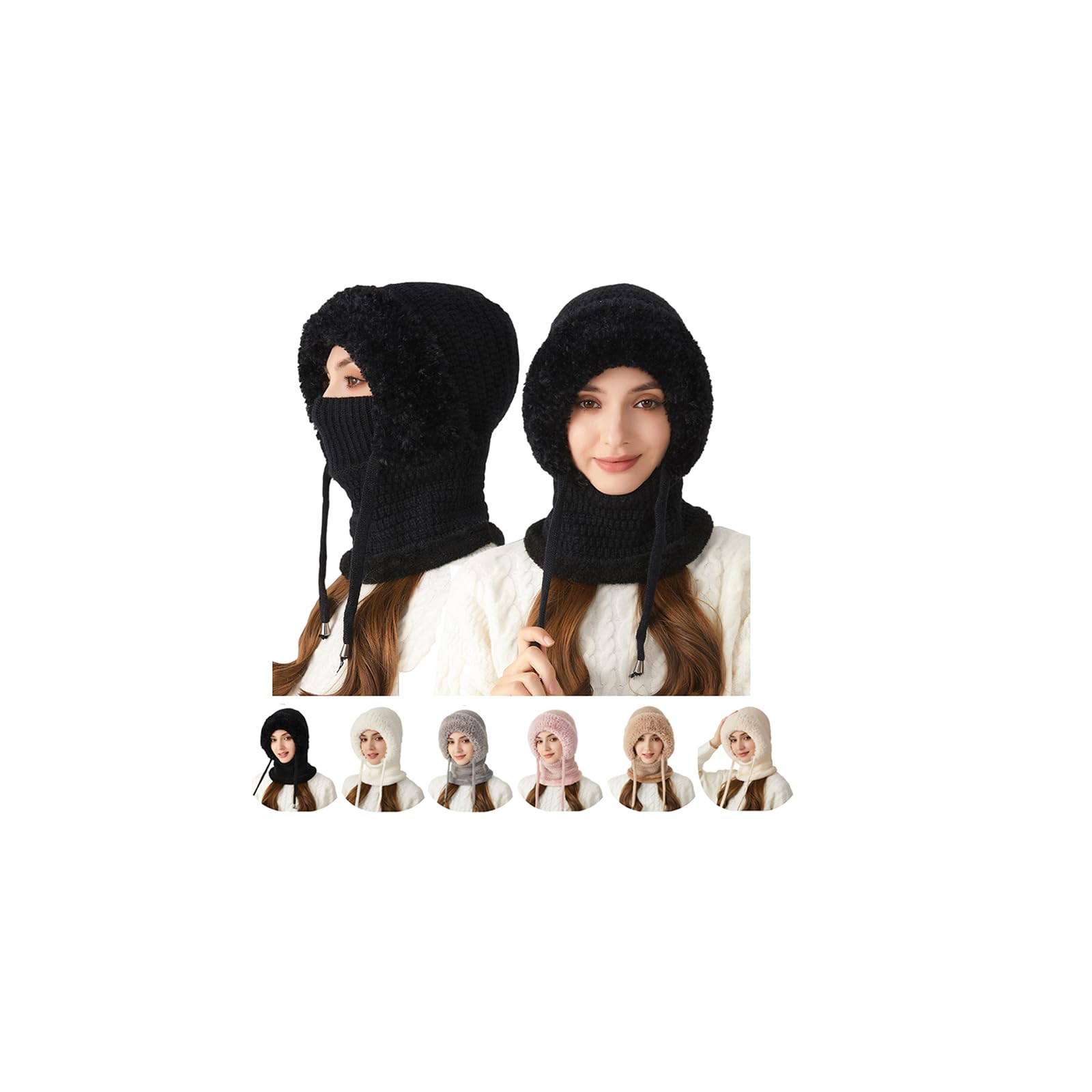 3 in 1 Beanie Hat with Scarf and Mask for Women 3 in 1 Winter Balaclava Cold Proof