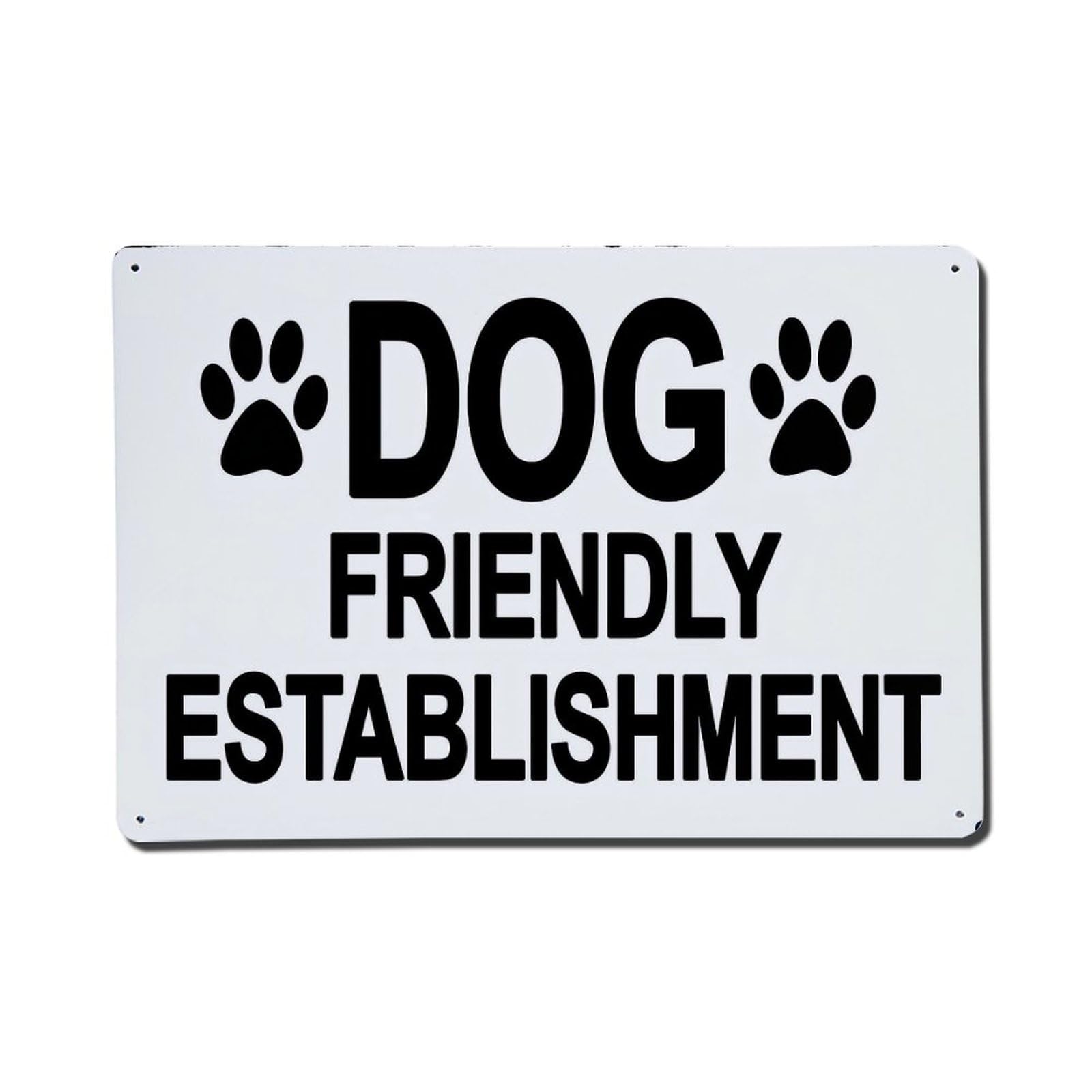 Dog Friendly Establishment Paw Prints Retro Metal Tin Sign, Vintage Decor Art Poster for Bar, Home, Man Cave, Kitchen, Laundry Room Gift 8x12Inch