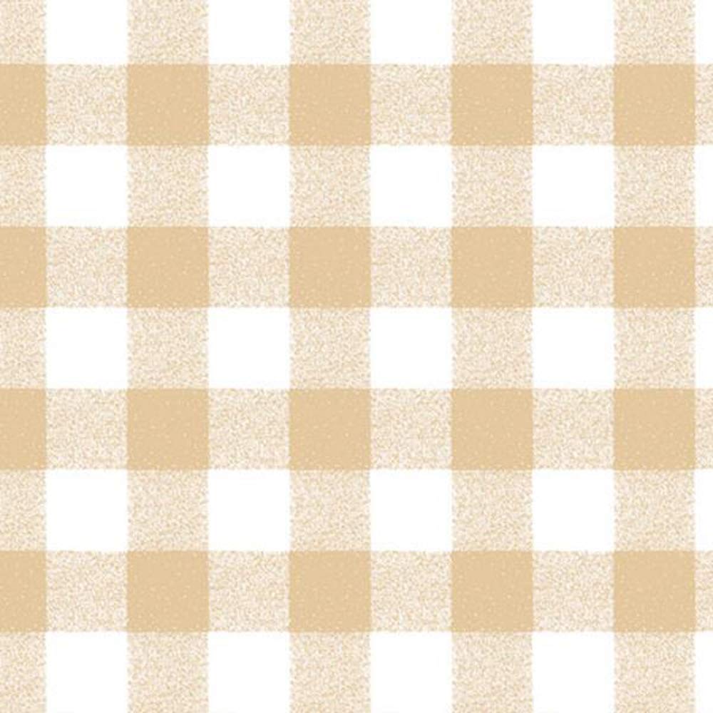 Jolee Fabrics Gingham Check Wipe Clean PVC Vinyl Tablecloth (Taupe/Beige and White Gingham Check, 140cm x 300cm Long Rectangle)
