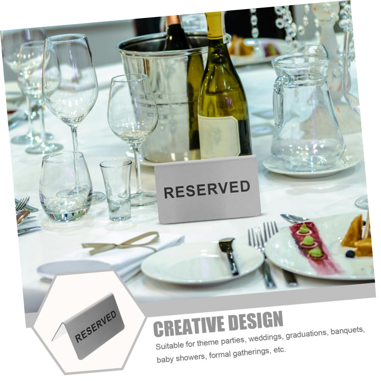 4piezas Letreros De Mesa Para Restaurantes Acero Inoxidable Doble Cara Para Bodas