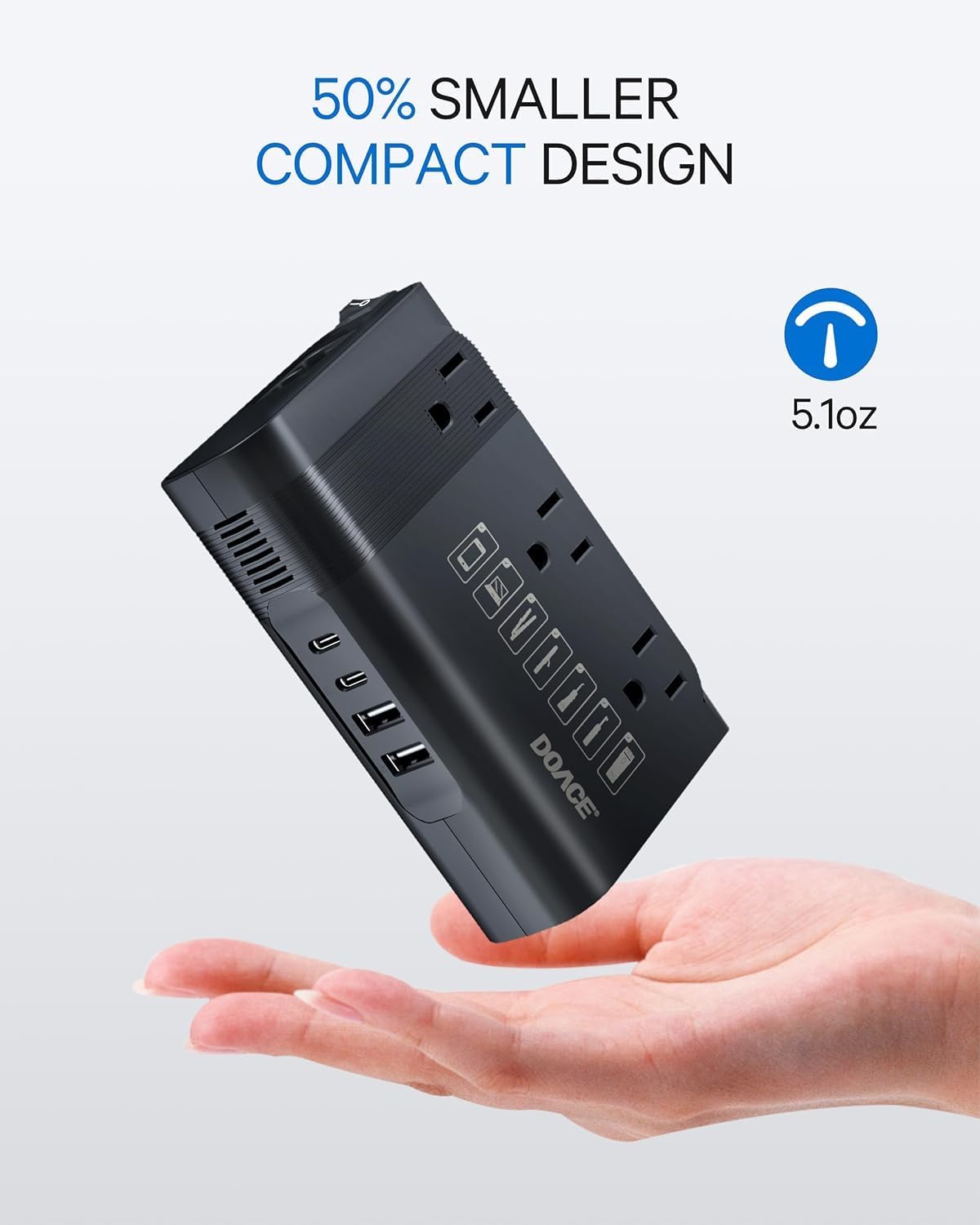 DOACE Voltage Converter US to Europe for Hair Straightener Curler CPAP