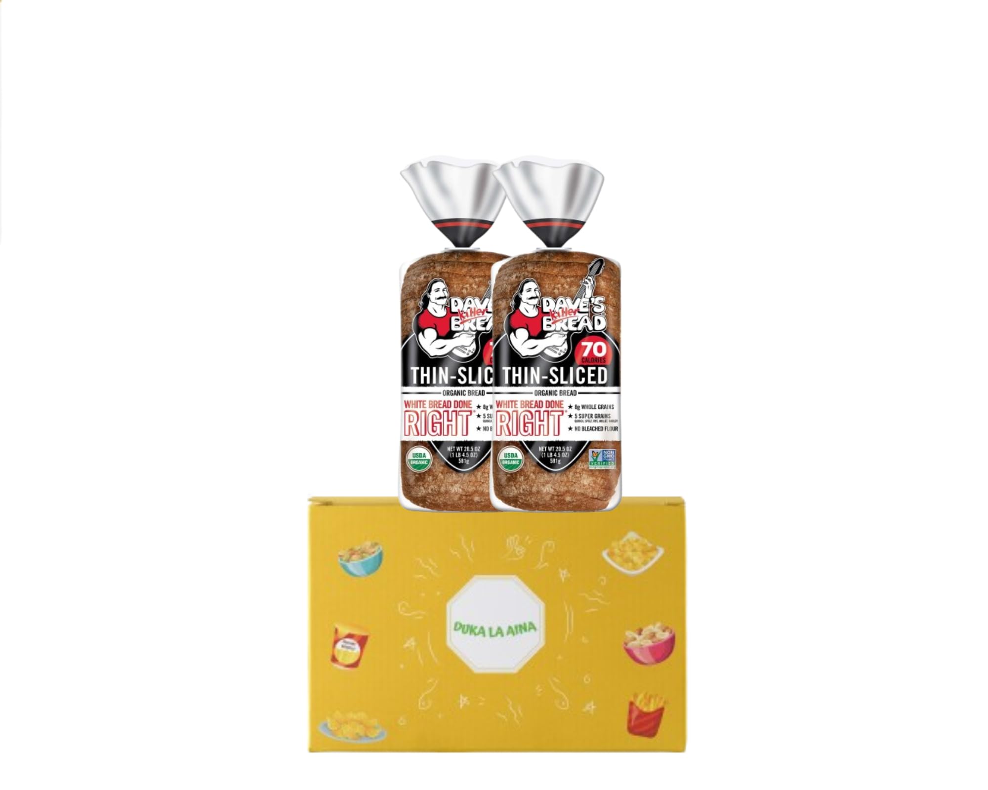 2 Pack - Daves Killer Bread White Bread Done Right, Artisan-Style Organic White Bread, 24 oz Loaf 70 Calories