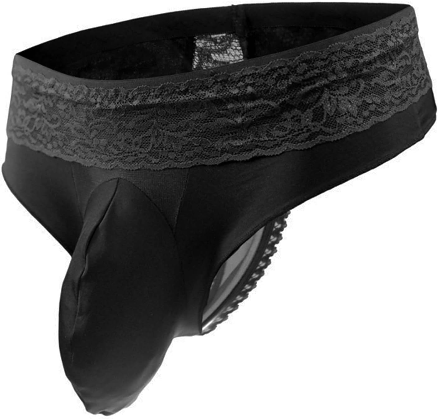 Men Sissy Thong G-string Underwear Lace Panties Sheer Mesh Low Rise Briefs Crossdressing Bikini Lingerie Femboy