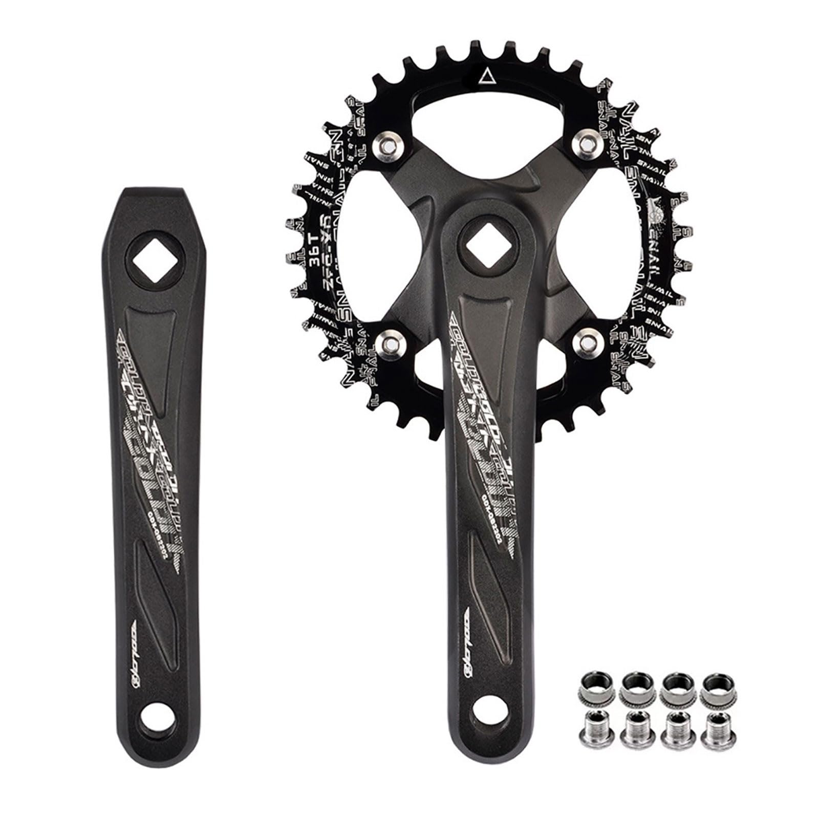 HZXQCVB Mountain Bike Square Taper Crankset 170/175mm Road Bike Crank Arm Set 64/104 32T/34T/36T/38T/40T/42T Chainring For 10/11 Speed(Black 175mm,40T)
