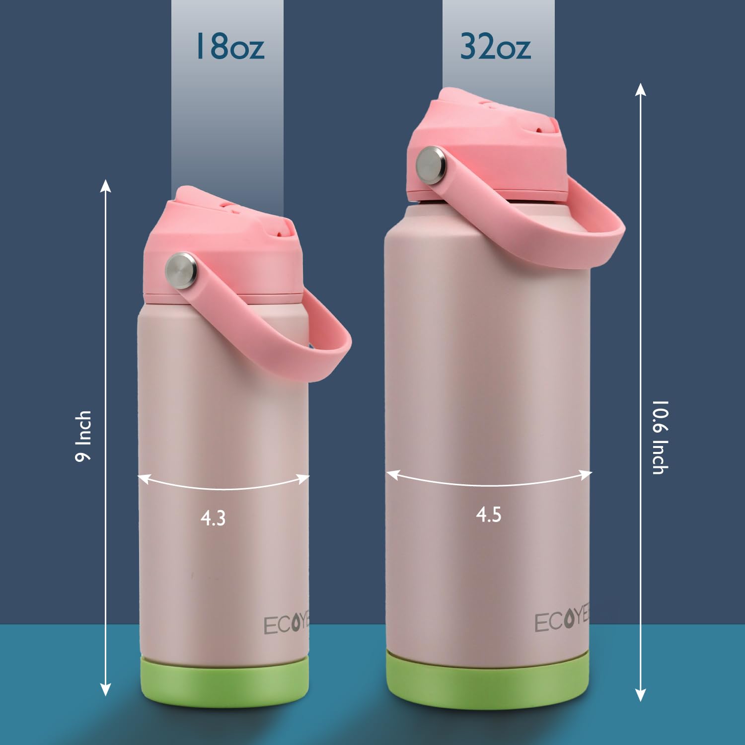 Hydration Nation Edelstahl-Trinkflasche 3 Deckel – 24h Kalt, 12h Heiß, Mit Strohhalm