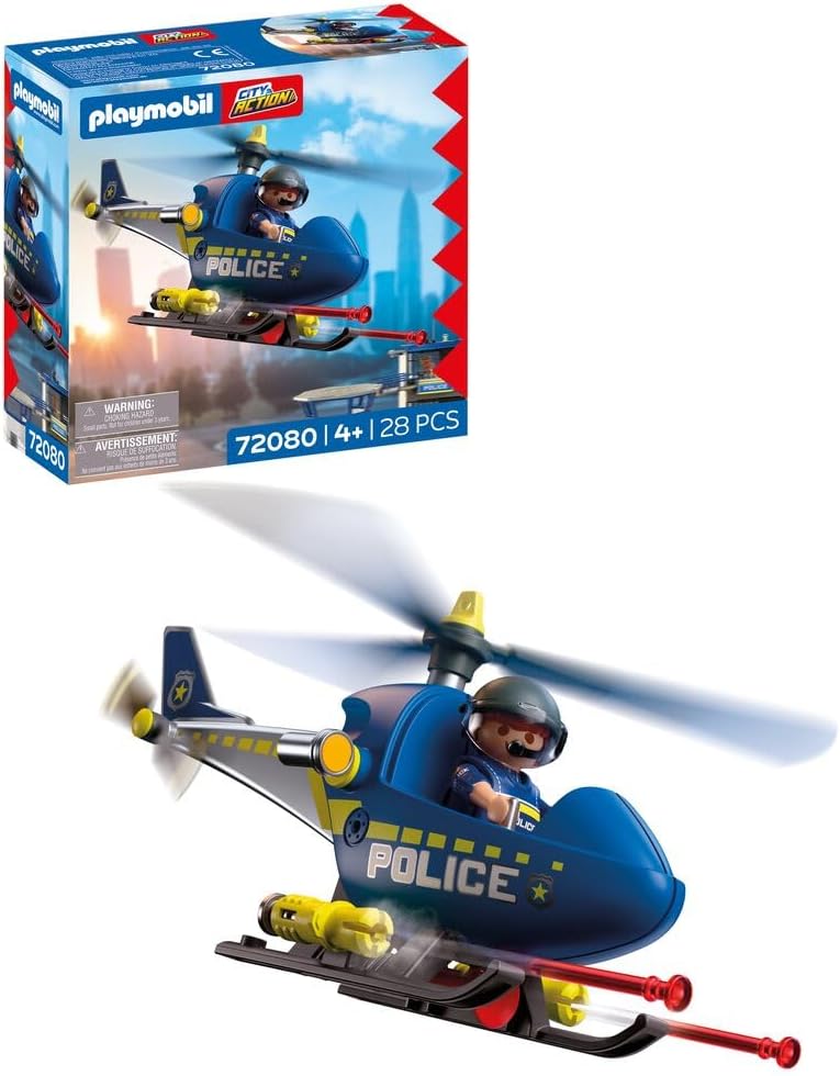 (-33%) PLAYMOBIL City Action Polizeihelikopter | Mit Polizist, drehbaren Rotoren & Schussfunktion | Unendlicher Spielspaß | Kinder Spielzeug ab 4 Jahren | 72080