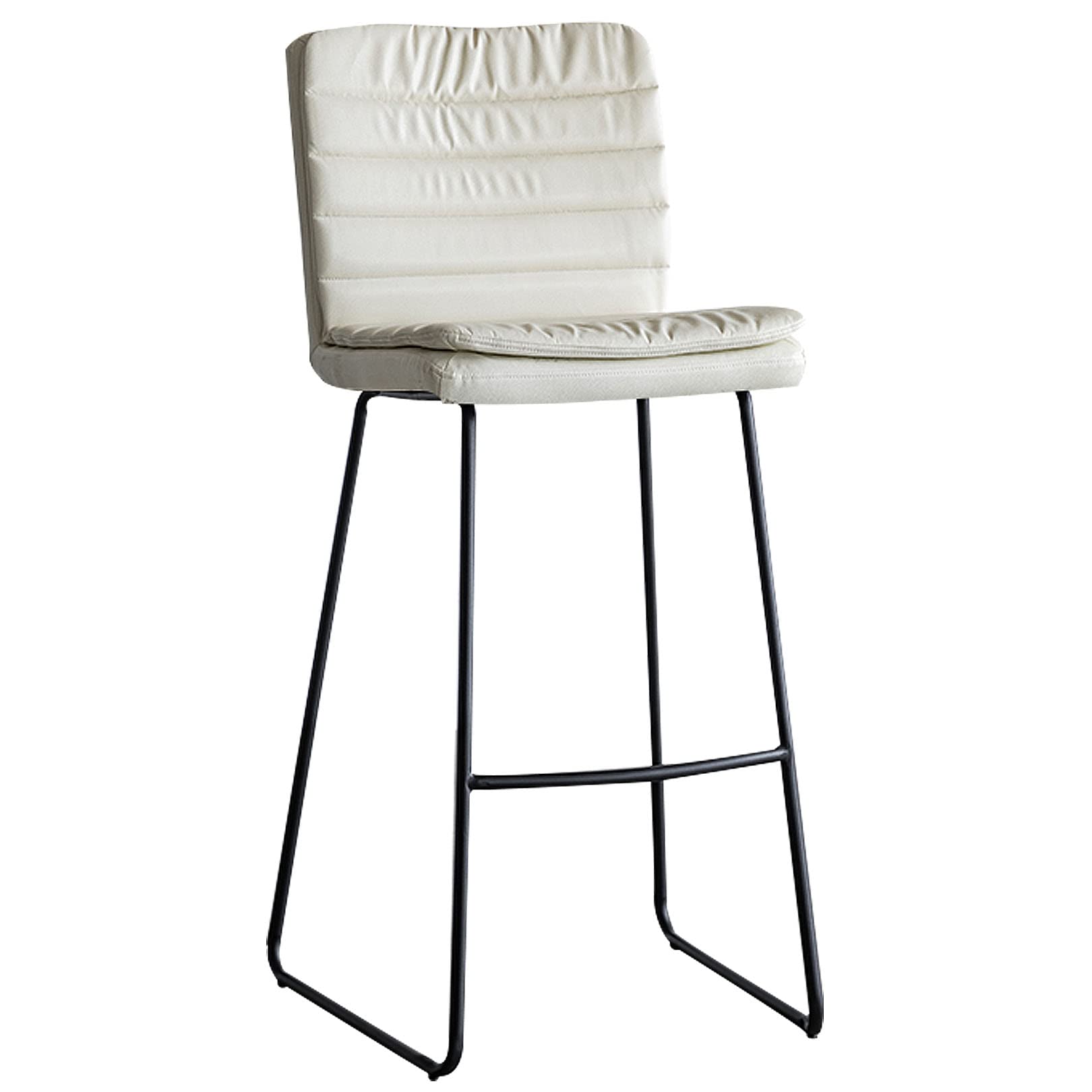 Chaises de bar modernes faciles à nettoyer avec dossier et assise blanche en cuir PU