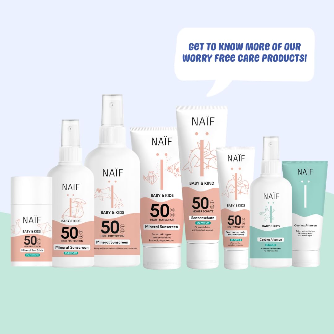 Naïf Crème Solaire Minérale Bébé & Enfant SPF 50 – Parfum doux, sans octocrylène, protection UVA/UVB, résistante à l’eau, testée dermatologiquement, sans microplastiques – 30 ml