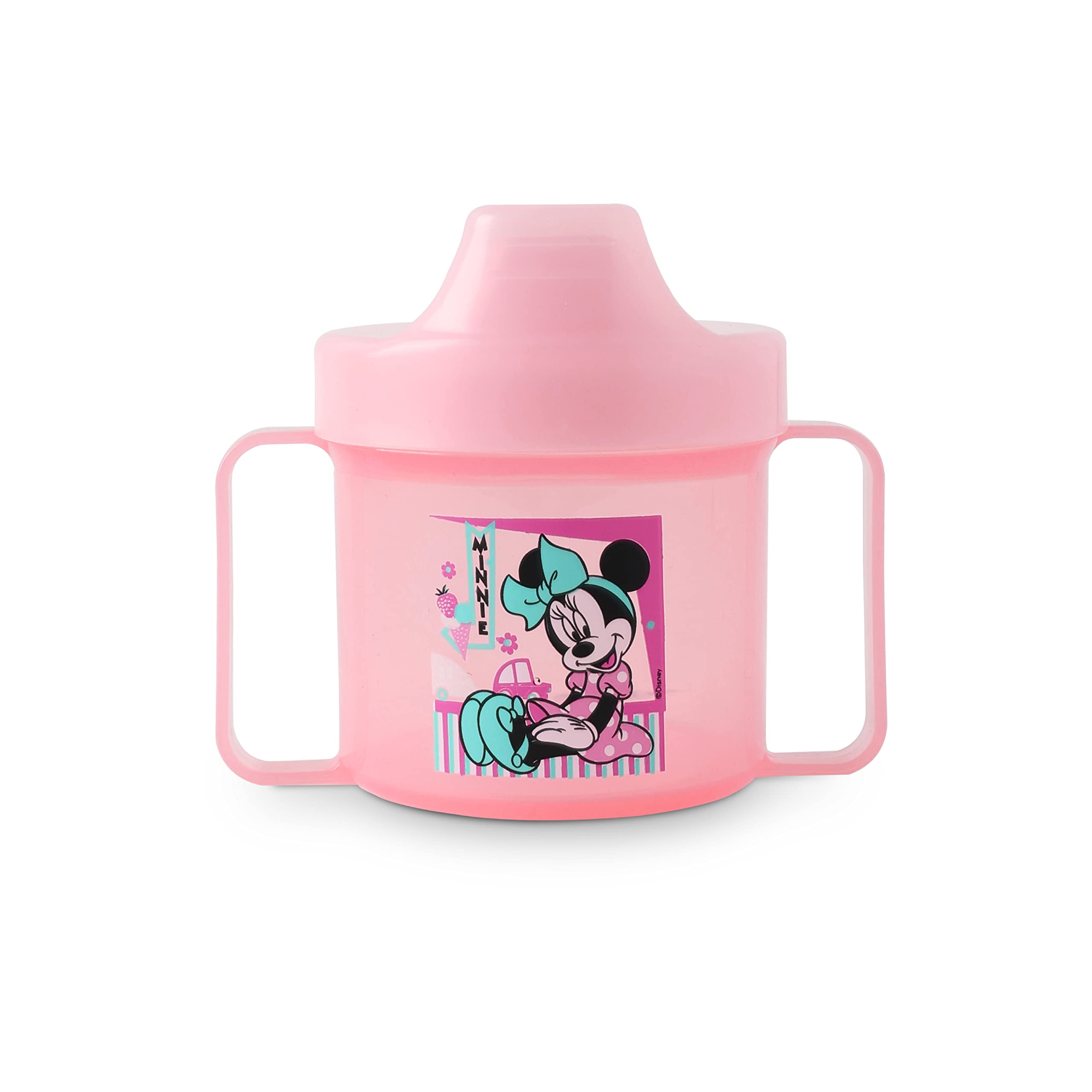 Disney Minnie Mouse Training Double Handle Sippy Cup, Spill Proof, Learner Cup Toddler Transition Sippy Cups For Baby, 6+ Months, 7Oz / 225 ml Official Disney Product, Multicolour