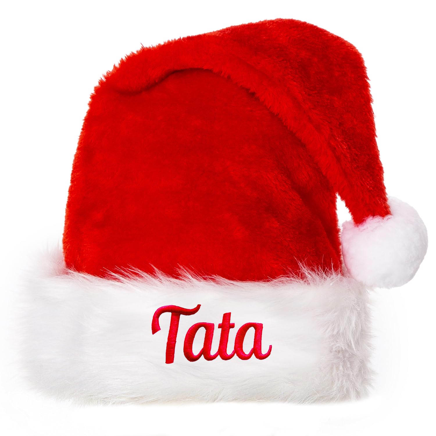 Ulico Personalized Embroidered Christmas Hats?Custom Santa Hats for Adult Kids?Soft Velvet Holiday Hat for Xmas and New Year Holiday Party Supplies