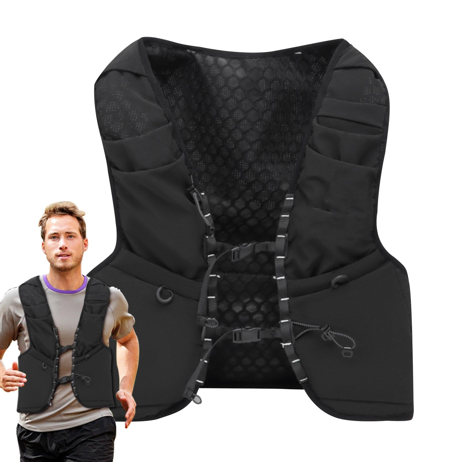 Outdoor Westen Rucksack Mit 0,5L Wasserflasche - Leichter Nylon Rucksack Für Bergsteigen