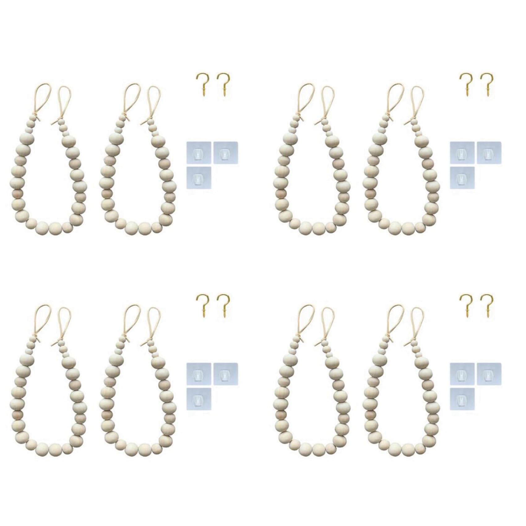 Hndhbfgrt 8pcs Curtain Tie Backs, Natural Wood Drape Tiebacks, Window Treatment, Farmhouse Garland, Boho Decor Accessories
