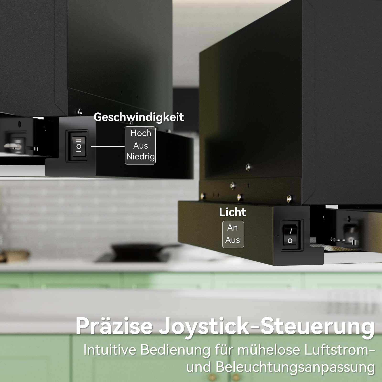 Flachschirmhaube Dunstabzugshaube 60 cm Schwarz 370 m³/h Abluft/Umluft Energieeffizienzklasse A LED-Beleuchtung 60/65 dB(A) inkl. Aktivkohlefilter