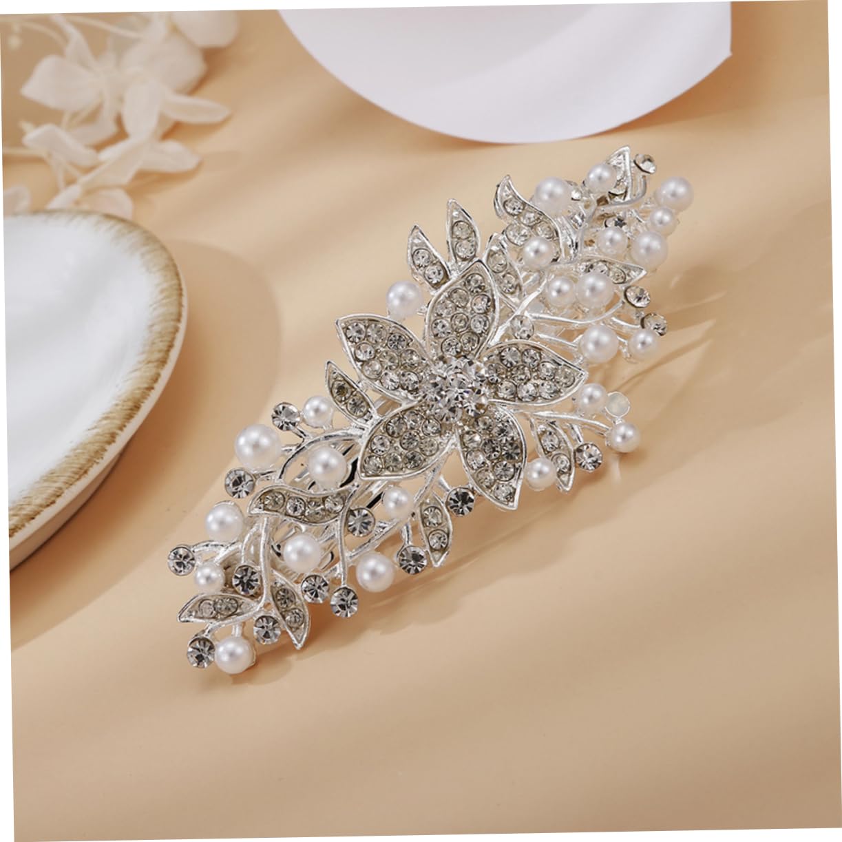 5pezzi Fermaglio Per Con Perle e Strass Per Donne Elegante Clip Per Acconciature Da Cerimonia e Festa Accessorio Per Sposa e Compleanno Design Chic e Delicato Facile Da Indossare e