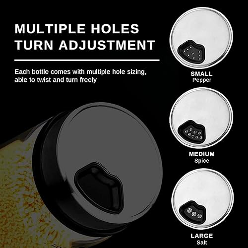 Miniatura 4 de ZETA - Salero y pimentero con tapa ajustable, tapa de acero inoxidable, cuerpo de cristal