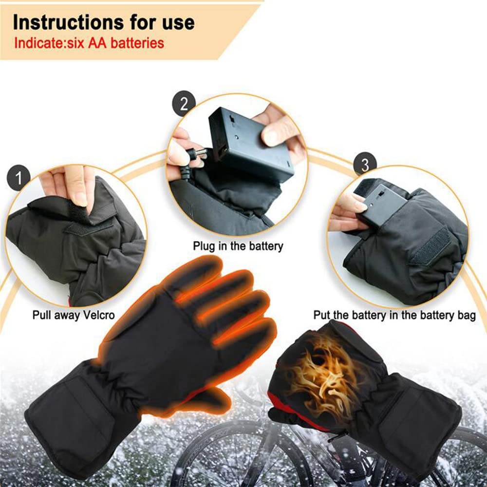 CHEWYNP Guantes térmicos, Guantes térmicos con batería, Guantes de Mano cálidos de Invierno a Prueba de Viento para Mujeres, Hombres, Senderismo, Patinaje, esquí, Snowboard, Ciclismo y CAM
