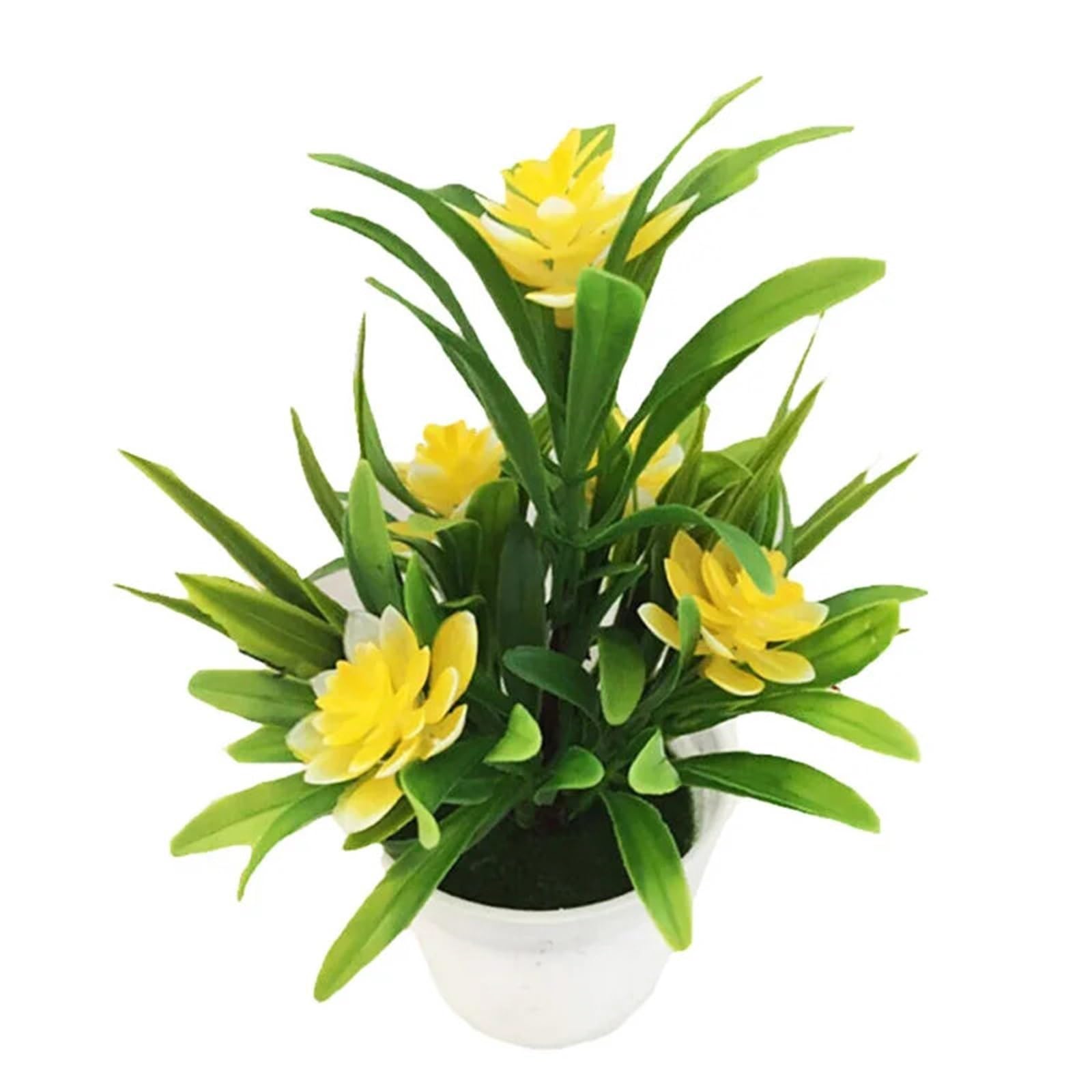 Dcrxz Artificial Flowers 10pcs Artificial Potted Simulation Flowers Plant Pot Outdoor Garden Table Decoration Room Ornament Bonsai Home Decoration(Yellow)