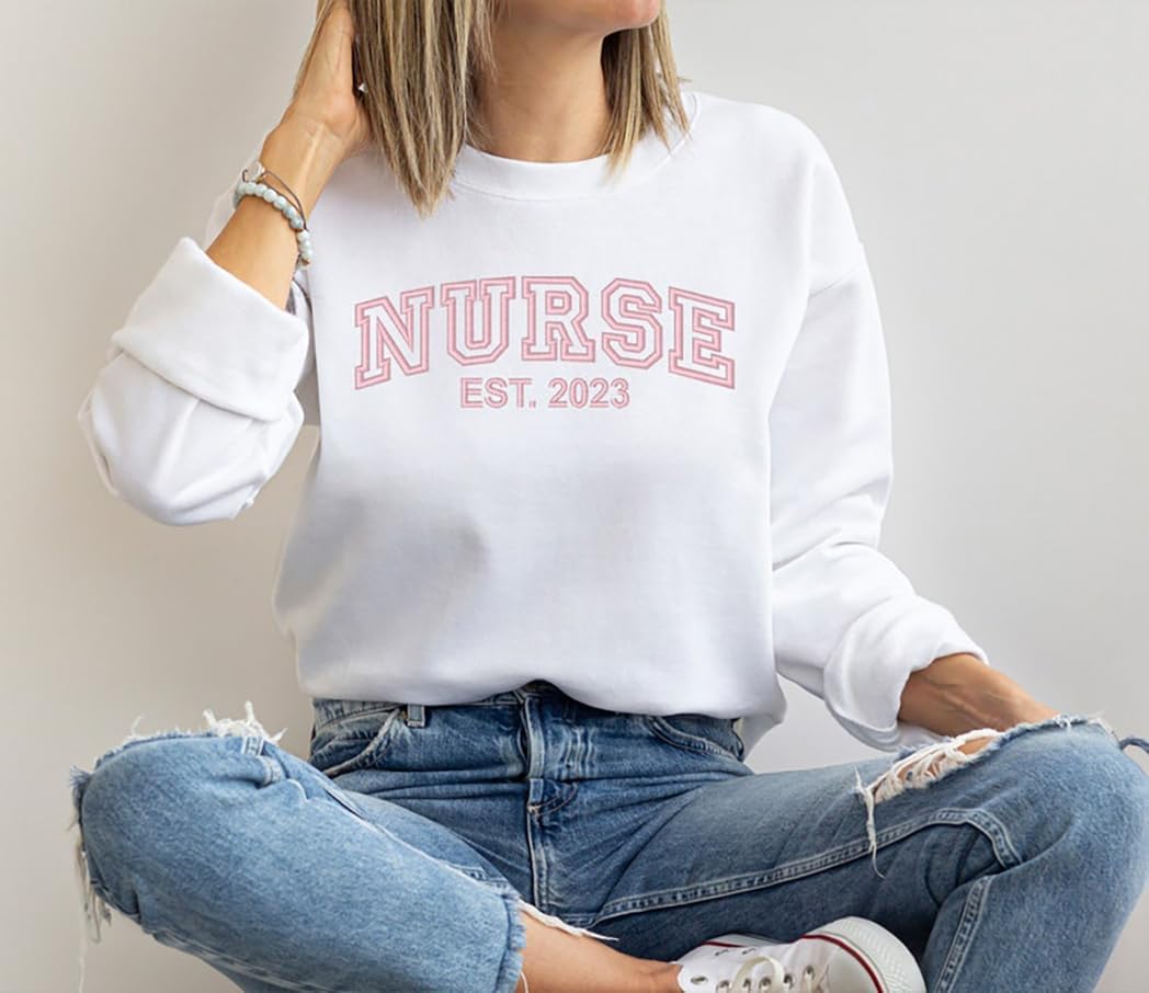 IZI POD Personalized Nurse Embroidered Sweatshirt For Women, Custom Name Nurses Shirts, Personalized Nurse Appreciation Gifts - Image 3