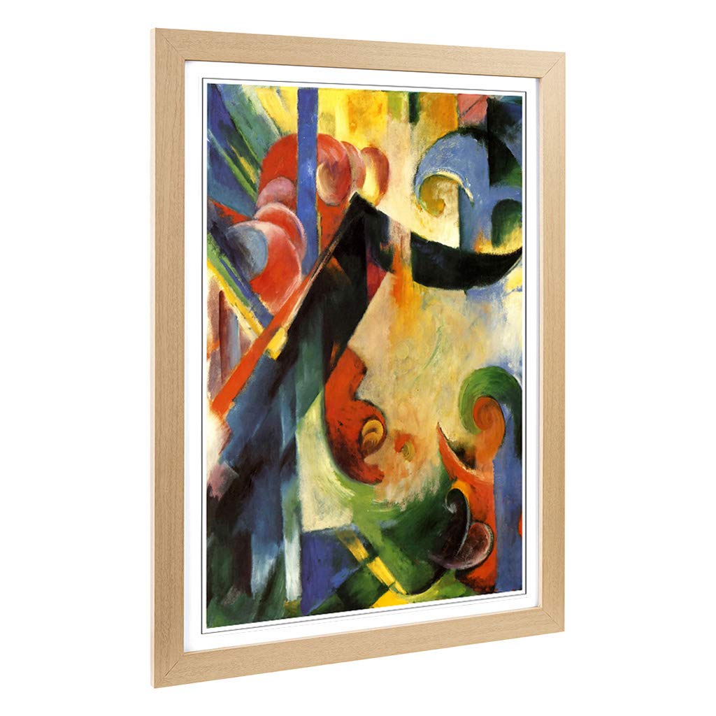 Big Box Art Framed Print of Franz Marc Broken Forms Design | Wall Art Picture | Home Decor for Kitchen, Living, Dining Room, Bedroom, Hallway, Office, Oak, A2 / 24.5x18 Inch / 62x45cm