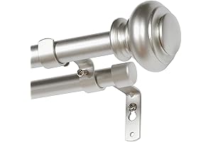 H.VERSAILTEX Double Curtain Rod 28 to 48 Inch with Classic Cap, Nickel Finish