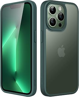JETech Matte Case for iPhone 13 Pro Max 6.7-Inch, Shockproof Military Grade Drop Protection, Frosted Translucent Back Phone Cover, Anti-Fingerprint (Dark Green)