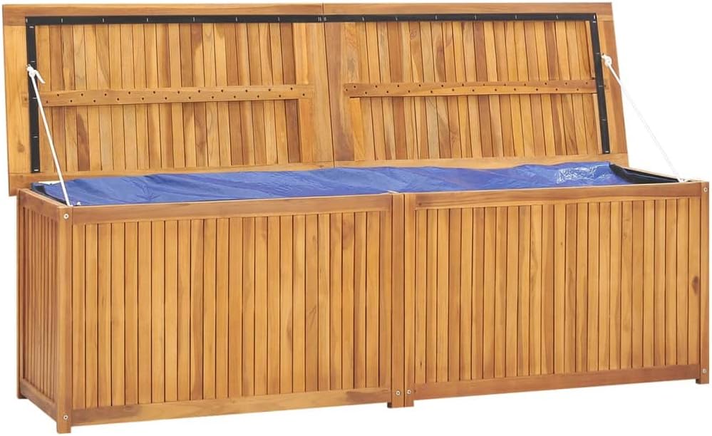 Solid Wood Patio Storage Box Outdoor Storage Bench, Solid Teak Wood Deck Box, Wooden Outdoor Storage Organization Box with Liftable Top for Garden,Patio,Backyard, 68.9"x19.7"x21.7"