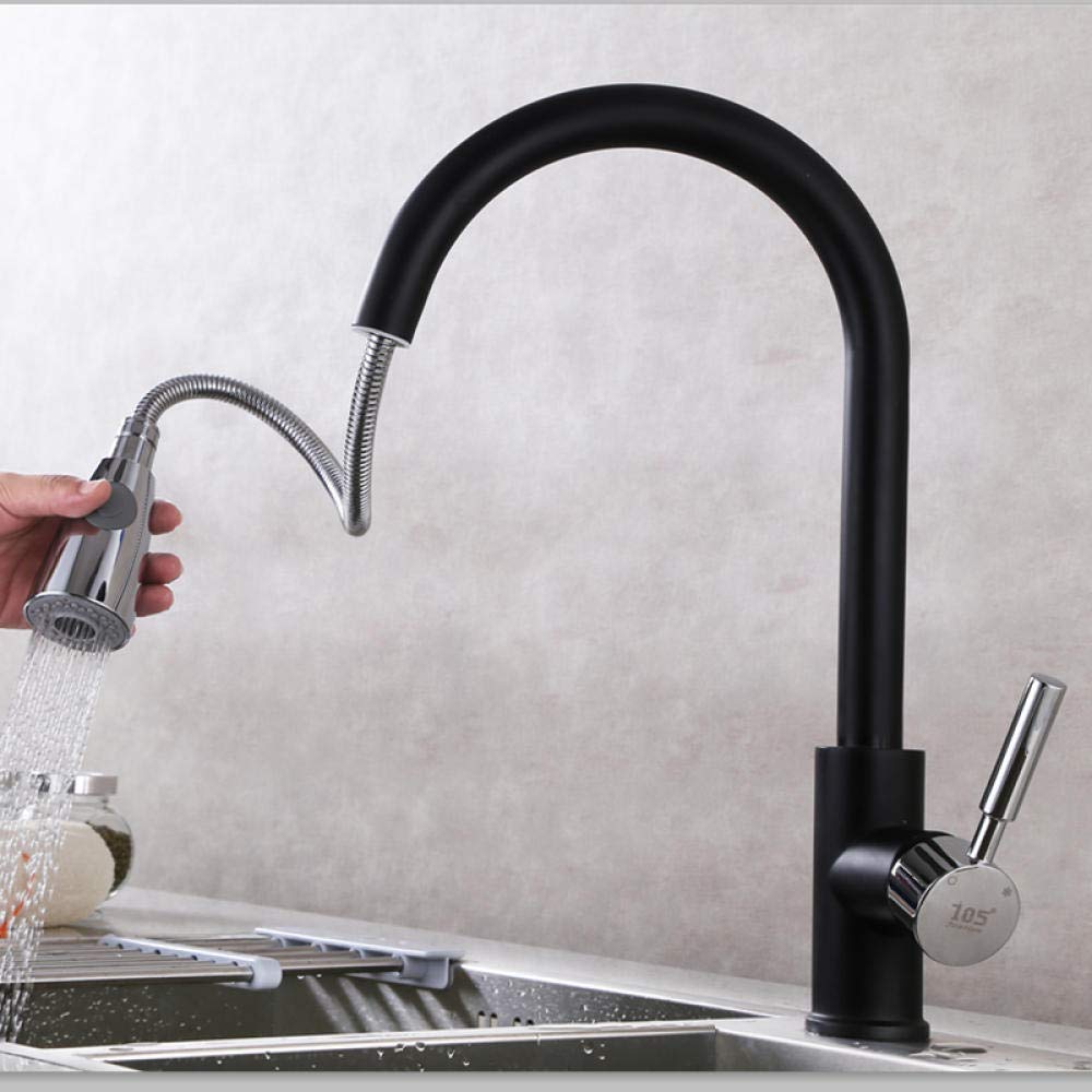 Taps with Pull Out Spray, Pull Out Kitchen Faucet Brass Mixer Tap Universal Single Handle Electroplated Multicolor(J)
