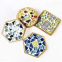 Vista 3 de twelves Base de posavasos de bambú para manualidades, suministros de mosaico de bricolaje para adultos, niños, regalo de cumpleaños de inauguración
