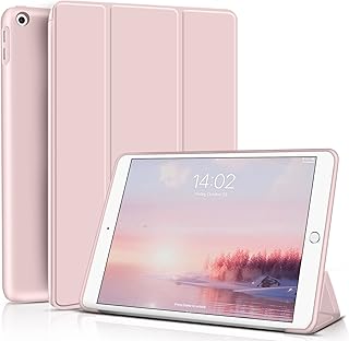 Aoub Case for iPad 9th Generation 2021 10.2 inch, iPad 8th/7th Gen 2020/2019, Without Pencil Holder, Soft TPU Back Case, Slim Lightweight Stand Protective Smart Cover, Auto Sleep/Wake - Light Pink