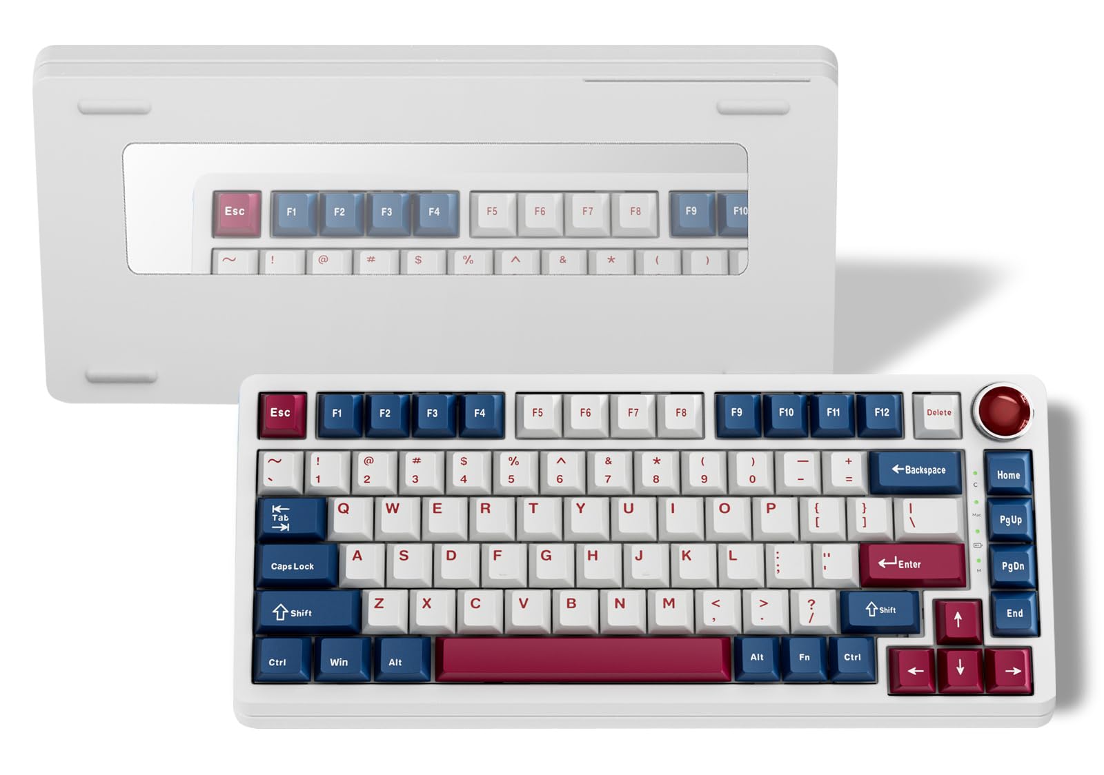 BOYI YK82 Aluminum Alloy Tri-Mode Mechanical Keyboard,75% RGB Gasket-Mounted BT5.0/2.4G/Type-C Wired Hot-Swap Programmable PBT Keycaps Gaming Keyboard with Knob for MAC/Win(Ruby Red PBT Keycaps)