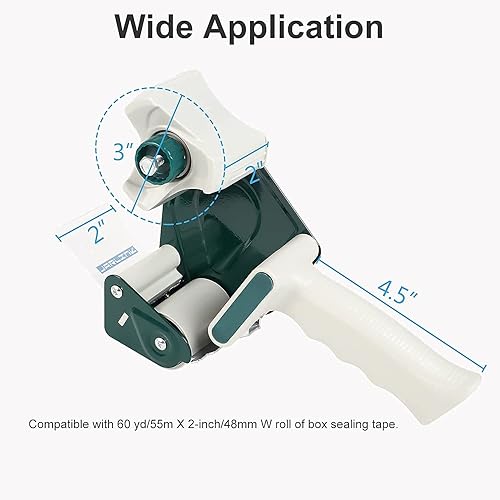 Miniatura 3 de JARLINK Pistola dispensadora de cinta de embalaje (paquete de 2) con 2 rollos de cinta, dispensador de cinta de carga lateral industrial ligero de 2