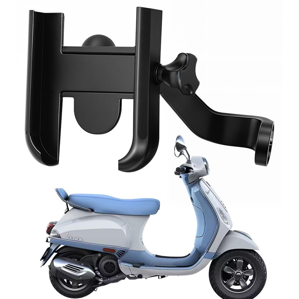 WHIPONE Metal CNC Mobile Holder for Scooter, Scooty & Motorcycle Compatible for Vespa VXL 150, Mirror Mount, 360° Rotation, Strong Anti-Slip Grip, Wide Adjustable Fit for All Smartphones (Black)-picture-12
