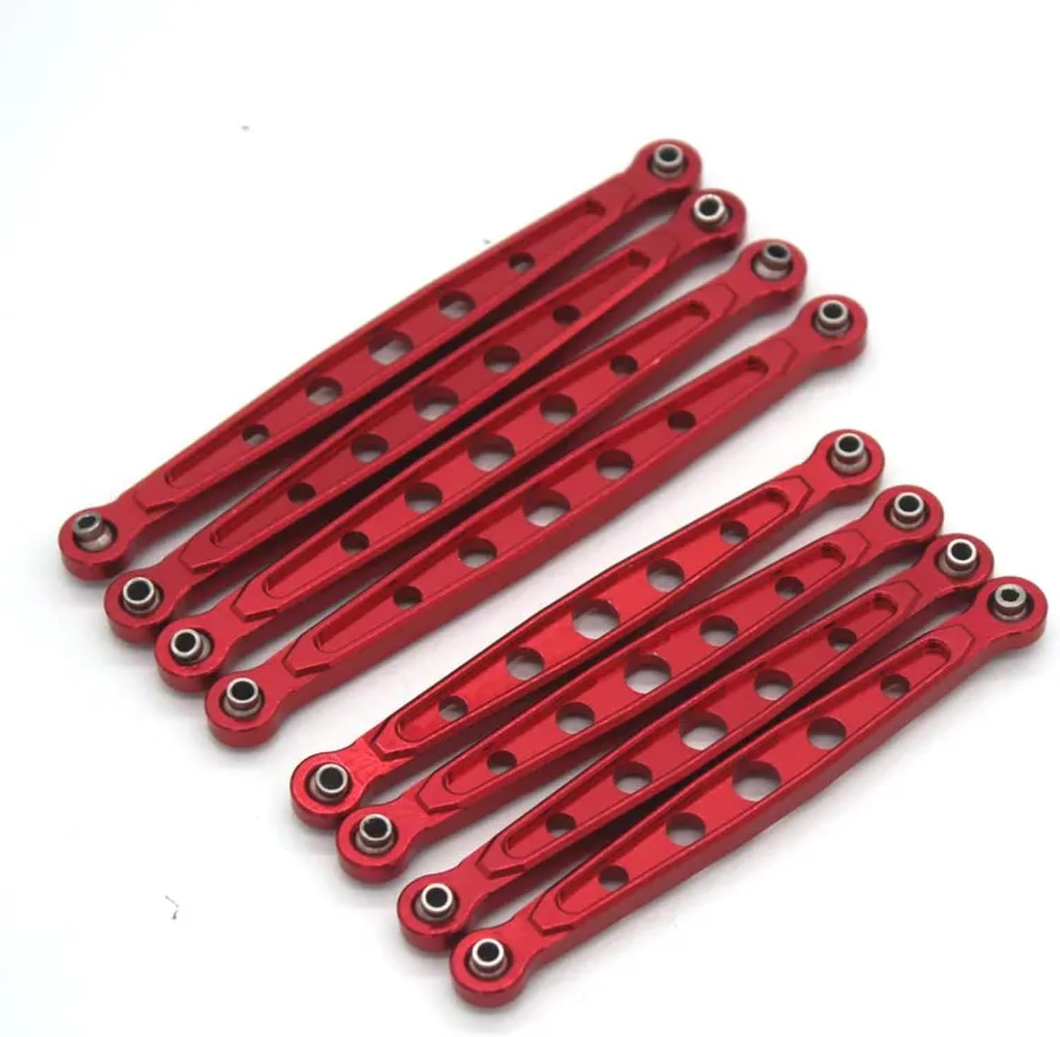 RC Parts for MN128 MN86S RC Remote Control Car Metal Upgrade Accessories Front and Rear Pull Rods Modification Accessories(Red)