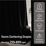 Fcosie Black Velvet Curtains 120 inches Long Flat Hooks Curtain Panels for Traverse Rod or Track Extra Long Home Theater Curtains Noise Reducing Window Drapes, 1 Panel, 100W x 120L inch